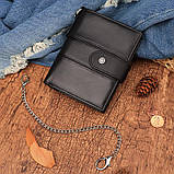 Чоловічий гаманець з натуральної шкіри. Шкіряний гаманець чоловічий портмоне зі шкіри Чорний, фото 2