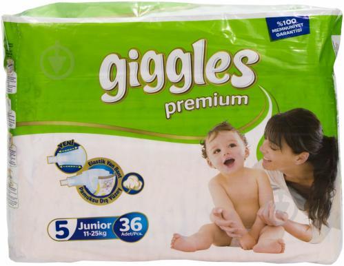 Підгузки дитячі Giggles Premium 5 Junior 11-25 кг 36 шт памперси для дитини одноразові підгузки