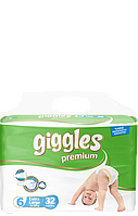 Підгузки дитячі Giggles Premium 6 Extra Large 15-30 кг 32 шт одноразові памперси для малюків