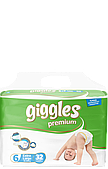 Підгузки дитячі Giggles Premium 6 Extra Large 15-30 кг 32 шт одноразові памперси для малюків