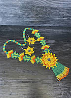 Кольє та сережки ручної роботи Соняшники