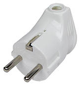 16А Вилка з заземленням, з бічним входом біла (viko)