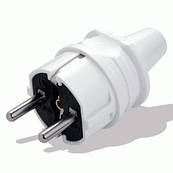 16 А Вилка з заземленням євро пряма біла viko