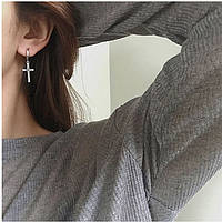 Сережки-кільця Великі хрести, сережки унісекс, жіночі і чоловічі, срібне покриття 925 проби з чорнінням