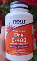 Витамин Е 400 Now Foods Dry E-400 (268 mg) vegetarian 100 веган капсул