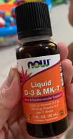 Рідкий вітамін Д-3 і МК-7 NOW Liquid D-3 & MK-7 2500 IU 30 мл