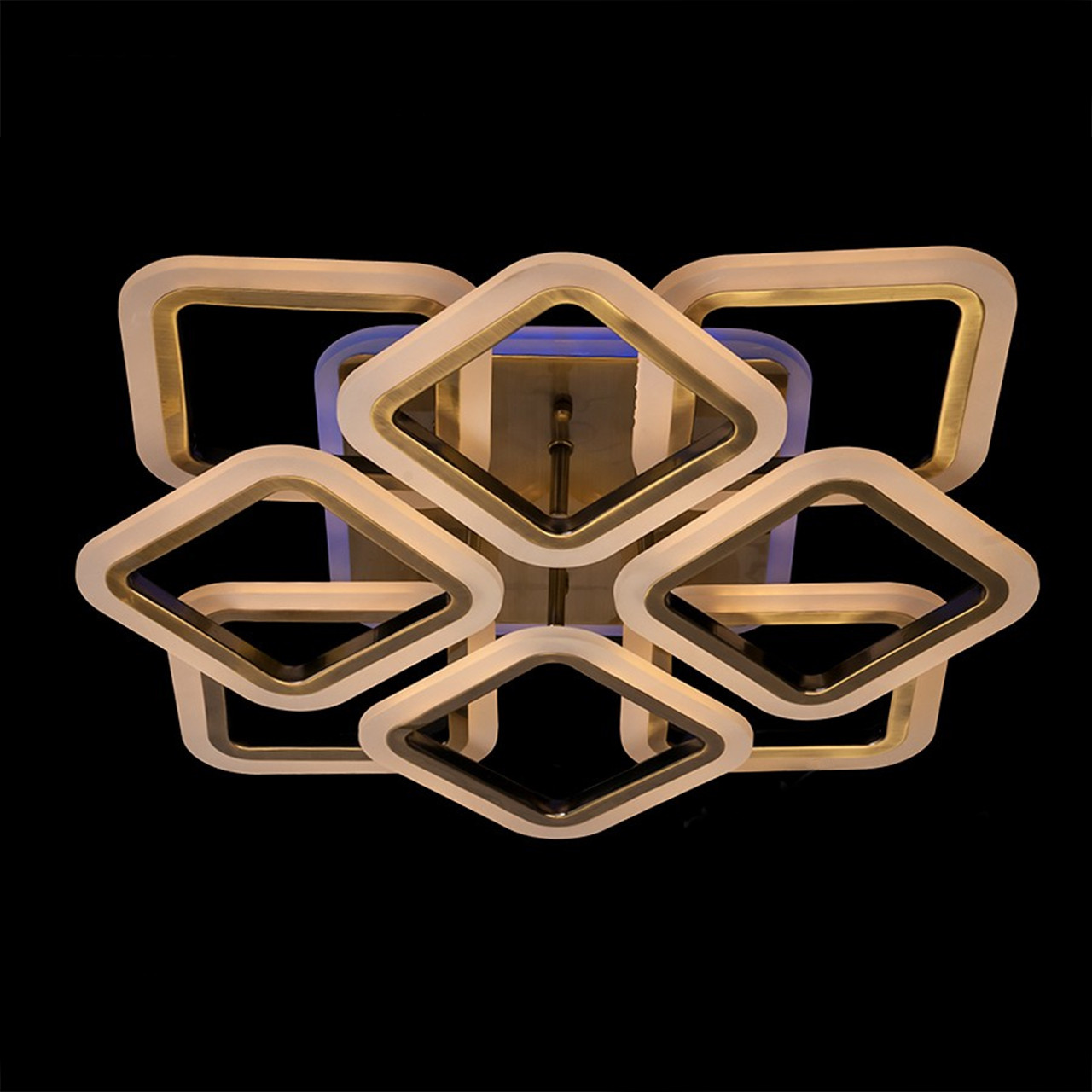 Світлодіодна люстра бронза 100 Вт 50 см на пульті д/у з діммером і підсвічуванням D-A4112/4+4BR LED, фото 1