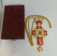 Нагородний хрест з покриттям під золото висота 15см (червоний)