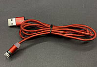 Магнітний Micro USB кабель TOPK 1метр зарядний шнур з LED підсвічуванням Червоний