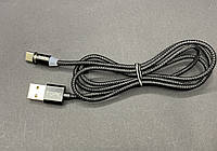 Магнитный Type C USB кабель TOPK 1метр зарядный шнур с LED подсветкой Черный