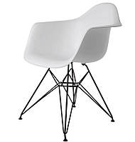 Крісло Leon BK-ML білий 07 на чорних металевих ніжках, Eames DAR Armchair