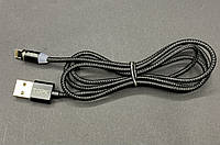 Магнитный Lightning (iPhone) USB кабель TOPK 1метр зарядный шнур с LED подсветкой Черный