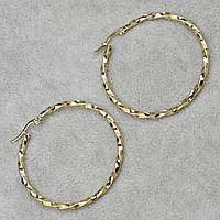 Сережки кільця 9648 золотисті 50 мм із медичної сталі від Stainless Steel Застібка англійський замок