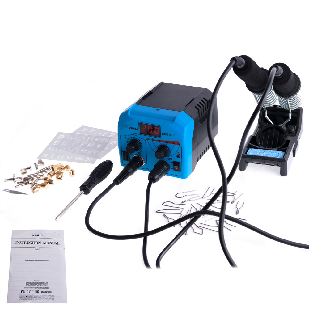 YIHUA939D-II станція для випалювання професійна, 25W, 480°C (паяльник + 4 наконечника + підставка)