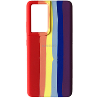 Силиконовый чехол Silicone Cover Full Rainbow для Samsung Galaxy S21 Ultra/ Самсунг С21 Ультра