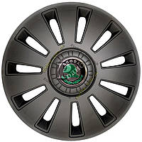Ковпаки колісні "REX" 15" з емблемою Skoda (графітові) Kenguru — Ковпаки Skoda 15"