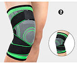 Наколінник Еластичний Бандаж на Колено Компресійний, Наколінники Knee Support WN-26 Чорно-зелений, фото 6