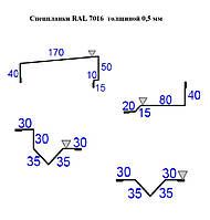 Спецпланки (нащельники) RAL 7016 толщиной 0,5 мм и 1,0 мм