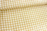 Ткань сатин Орнамент гусиные лапки, желтый