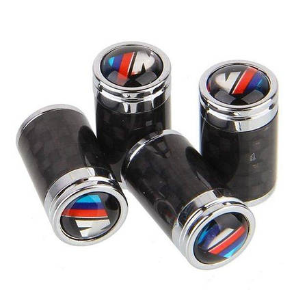 Ковпачки на ніпель з логотипом BMW M Alitek Premium Carbon Silver БМВ М (4 шт), фото 2