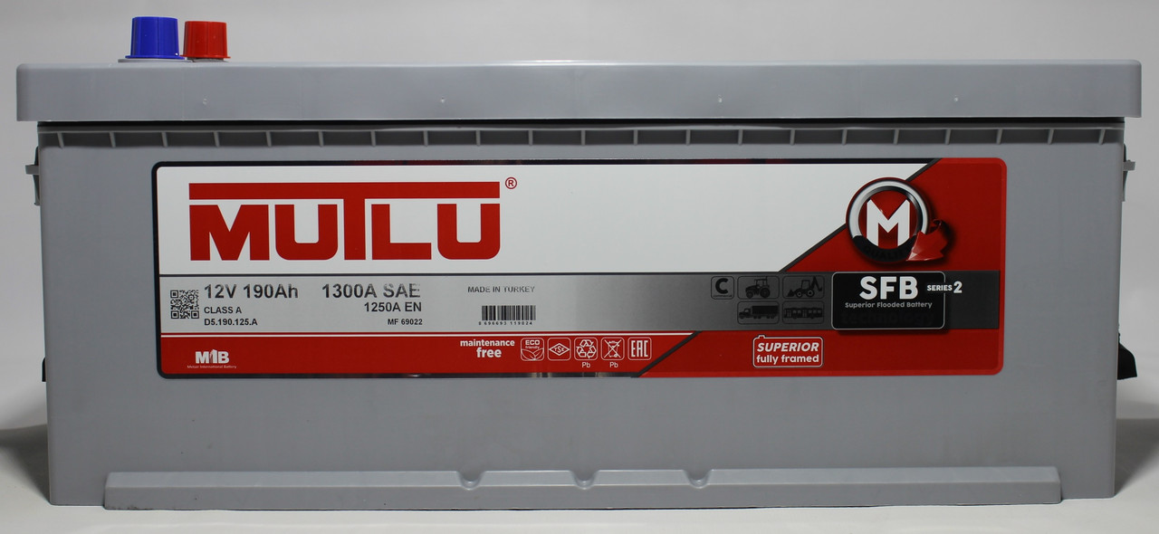 Акумулятор MUTLU SFB S3 6CT-190Ah/1300A L+ D5.190.125.A Не обслужужать Автомобільний (МУТЛУ) АКБ Туреччина НДС