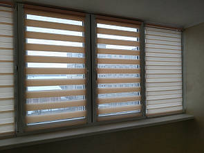 Рулонні штори день-ніч однотонні Кремовий. Тканинні ролети,