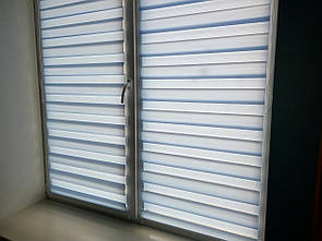 Рулонні штори день-ніч однотонні Блакитний. Тканинні ролети,