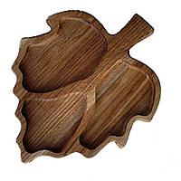 Доска для подачи блюд Менажница "Листок" 37х30см (дерев'яна тарілка)