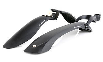 Комплект крил 24" -29" SIMPLA Hammer SDE, кріплення заднього крила хомутом на 2 болта, чорні з білими вставками