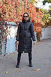 Оливкова тепла жіноча куртка-пальто з капюшоном на змійці 11-246-1, фото 9