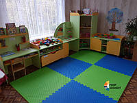 Модульное покрытие для детской комнаты "Татами пазл" |100см*100см толщина 20 мм 80 кг/м3 | зеленые и синие