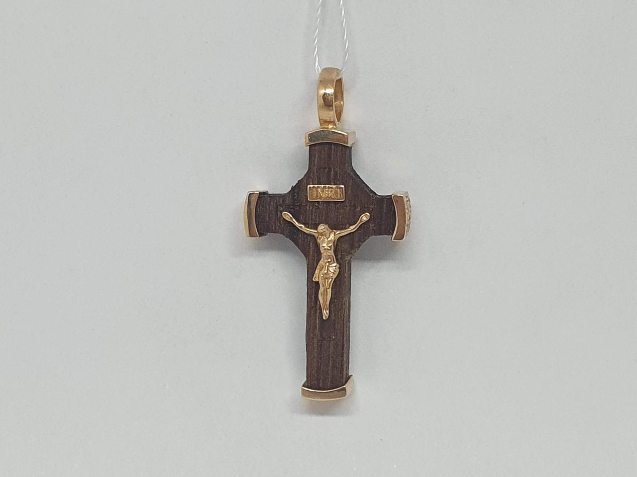 Золотий хрестик з деревом. Розп'яття Христа. Артикул 32135/01/0, фото 1
