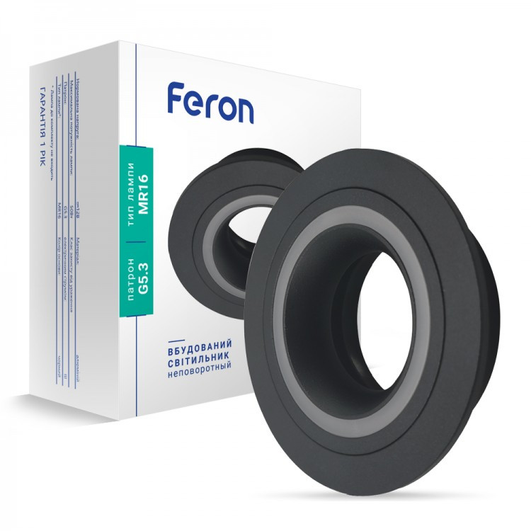 Алюмінієвий світильник Feron DL6130 чорний (вбудований стельовий) круг