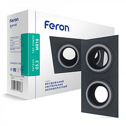 Алюмінієвий світильник Feron DL6142 чорний (вбудовується стельовий) квадрат