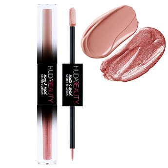 Рідкі тіні 2 в 1 HUDA BEAUTY Matte & Metal Melted Double Liquid Eyeshadows Bubble Bath/Pink Champagne 4 мл