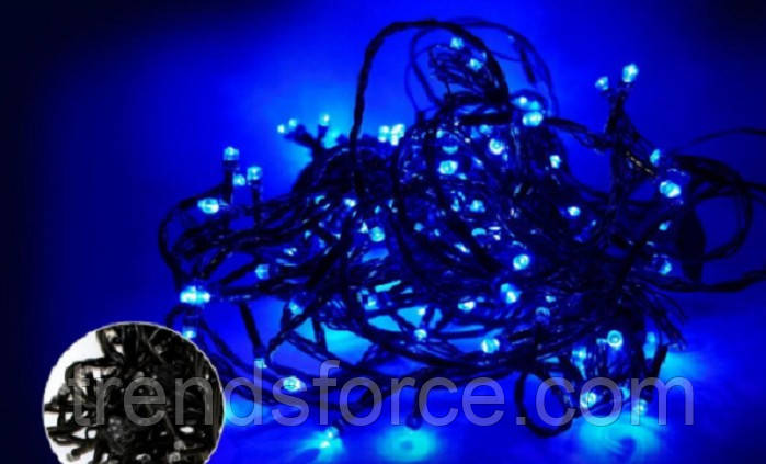 Гірлянда діод 200 LED (RD-9029) Дріт Чорний, Колір ламп-Синій 194630, фото 1