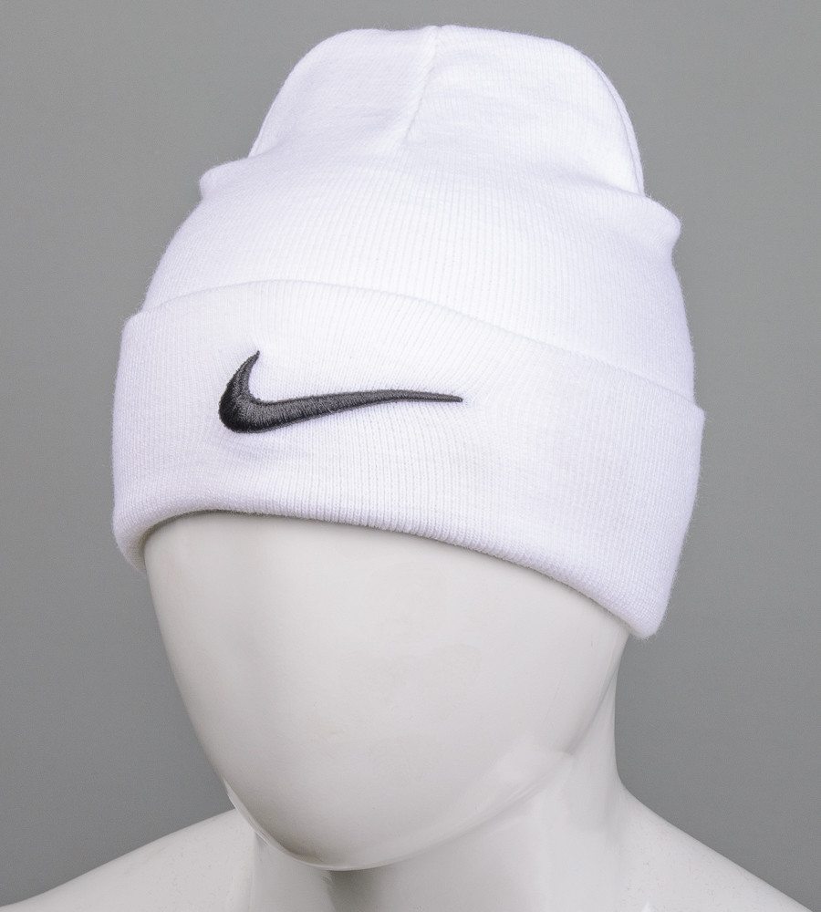 Шапка молодіжна з вишивкою NIKE (m33), Білий