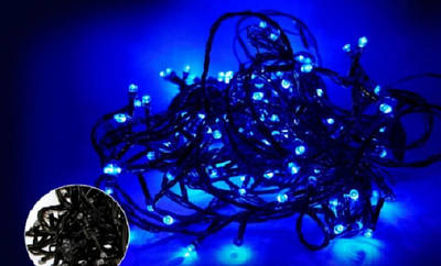 Гірлянда діод 200 LED (RD-9029) Дріт Чорний, Колір ламп-Синій 4630