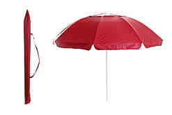 Зонт пляжний з нахилом і клапаном 2,2 м (19/22) червоний СИЛА