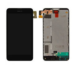 Дисплей Nokia Lumia 630/Lumia 635/Lumia 636/Lumia 638, чорний, з тачскрином, з рамою,