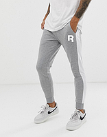 Теплые мужские спортивные штаны Reebok с лампасами серые ФЛИС (до -25 °С)