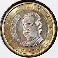 Монета Іспанії 1 євро 1999-2002 р. Король Хуан Меган I