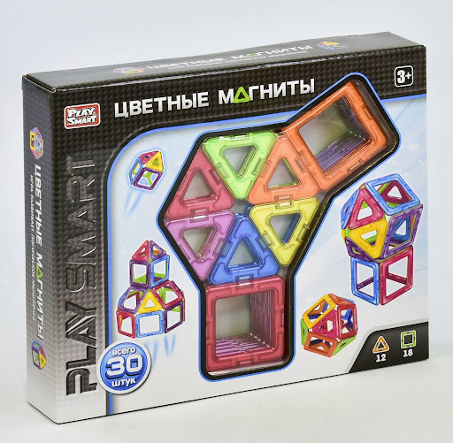 Конструктор магнітний Play Smart 30 деталей 9 моделей арт.59803, фото 1