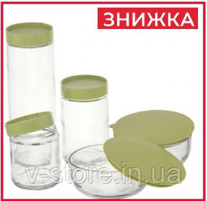 Харчові контейнери з кришками Glassware ємності баночки для зберігання харчових і сипких продуктів 5 штук