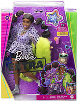Кукла Барби Экстра Модница с пушистой накидкой и длинными косичками Barbie Extra Doll #7 in Top, Shorts