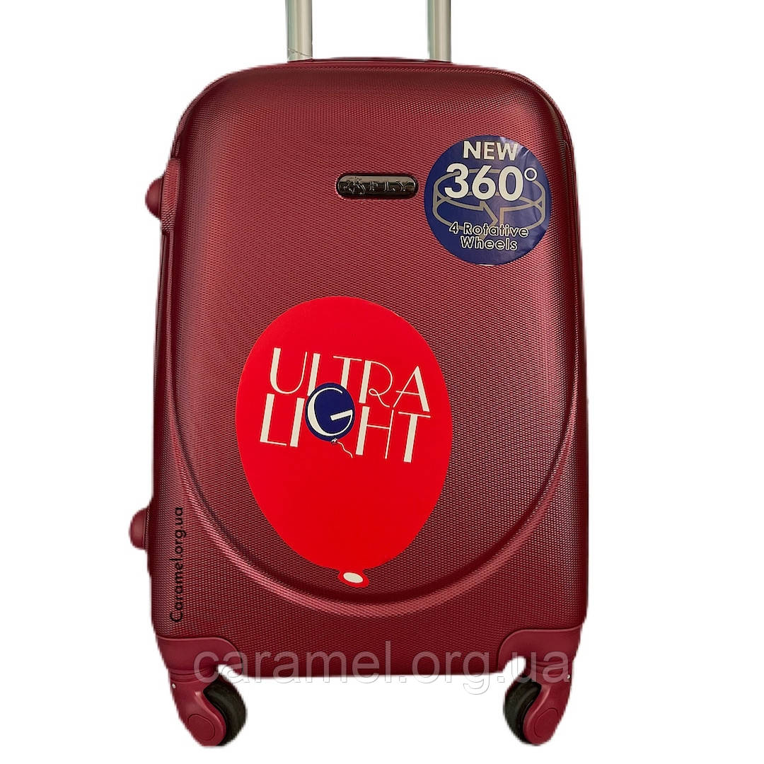 Валіза пластикова на 4х колесах мала S бордова | 23х55х37 см | 3.150 кг | 35 л | FLY 310