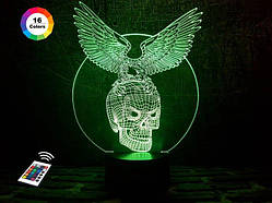 3D нічник "Хрустальний череп" (ВОЛІЧНЕ ЗОБРАЖЕННЯ) + пульт ДК + мережевий адаптер +батарейки (3 ААА)  3DTOYSLAMP