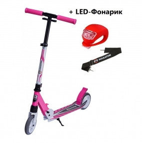 Дитячий самокат Maraton SPORT 145 Рожевий + LED-ліхтарик