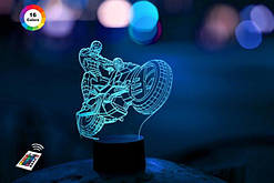 3D-нічник "Людина-павук на мотоциклі" (ВОЛІЧНЕ ЗОБРАЖЕННЯ) +пульт ДК + мережевий адаптер + батарейки (3ААА)