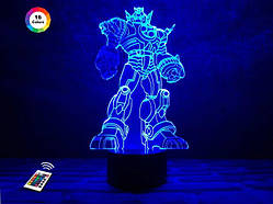 3D нічник "Трансформер" (ВОЛІЧЕННЕ ЗОБРАЖЕННЯ)+ пульт ДК + мережевий адаптер  + батарейки (3ААА)  3DTOYSLAMP